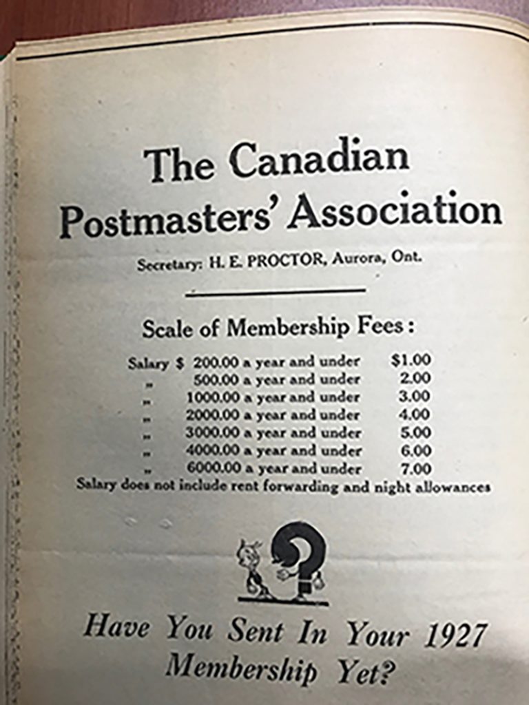 CPAA History – The Canadian Postmasters and Assistants Association